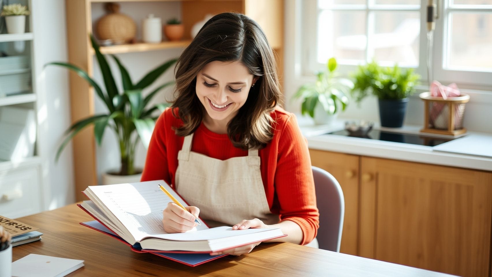 가계부 작성하는 주부의 모습