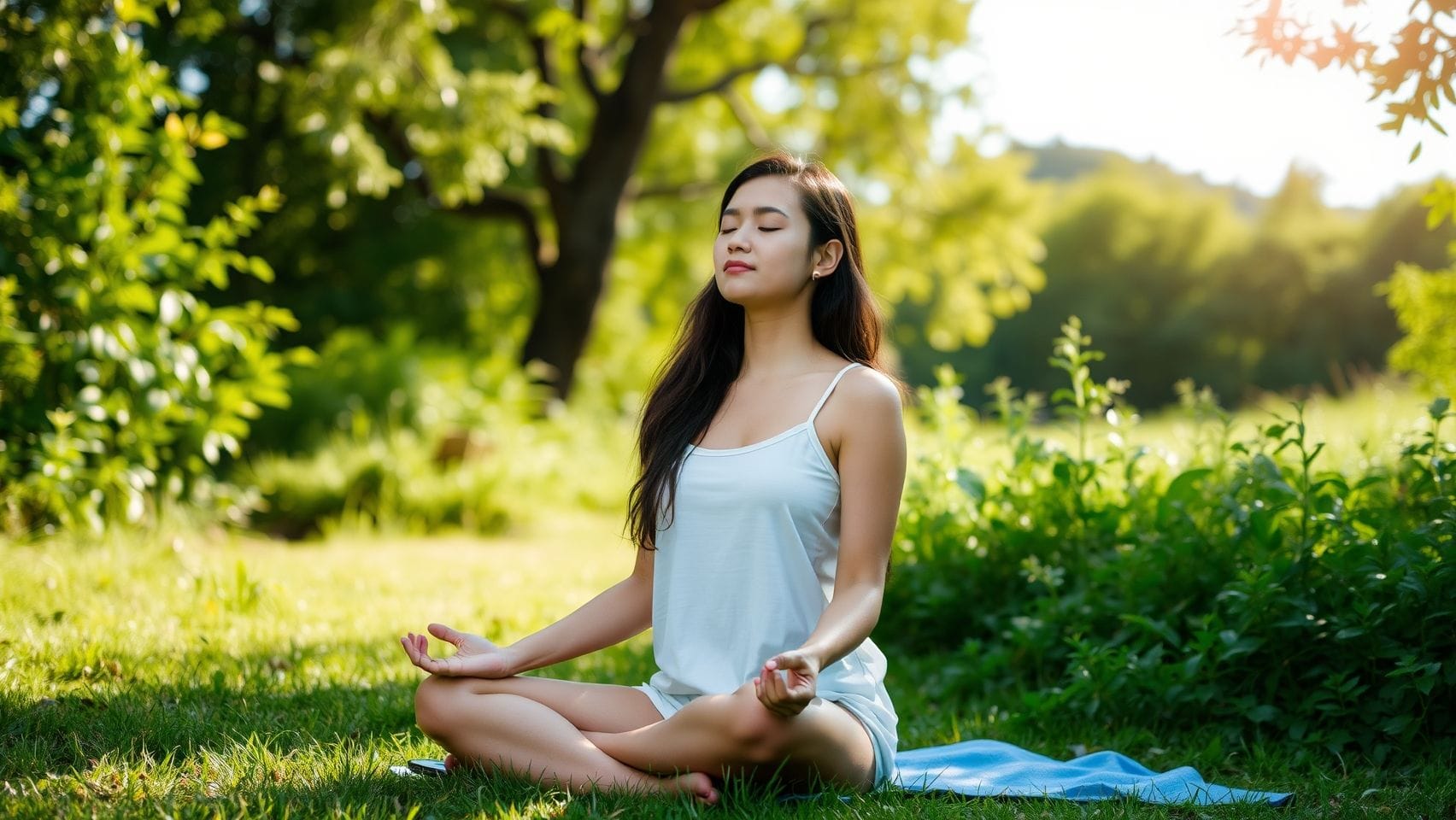 디지털 디톡스를 상징하는 편안한 자연 속 이미지