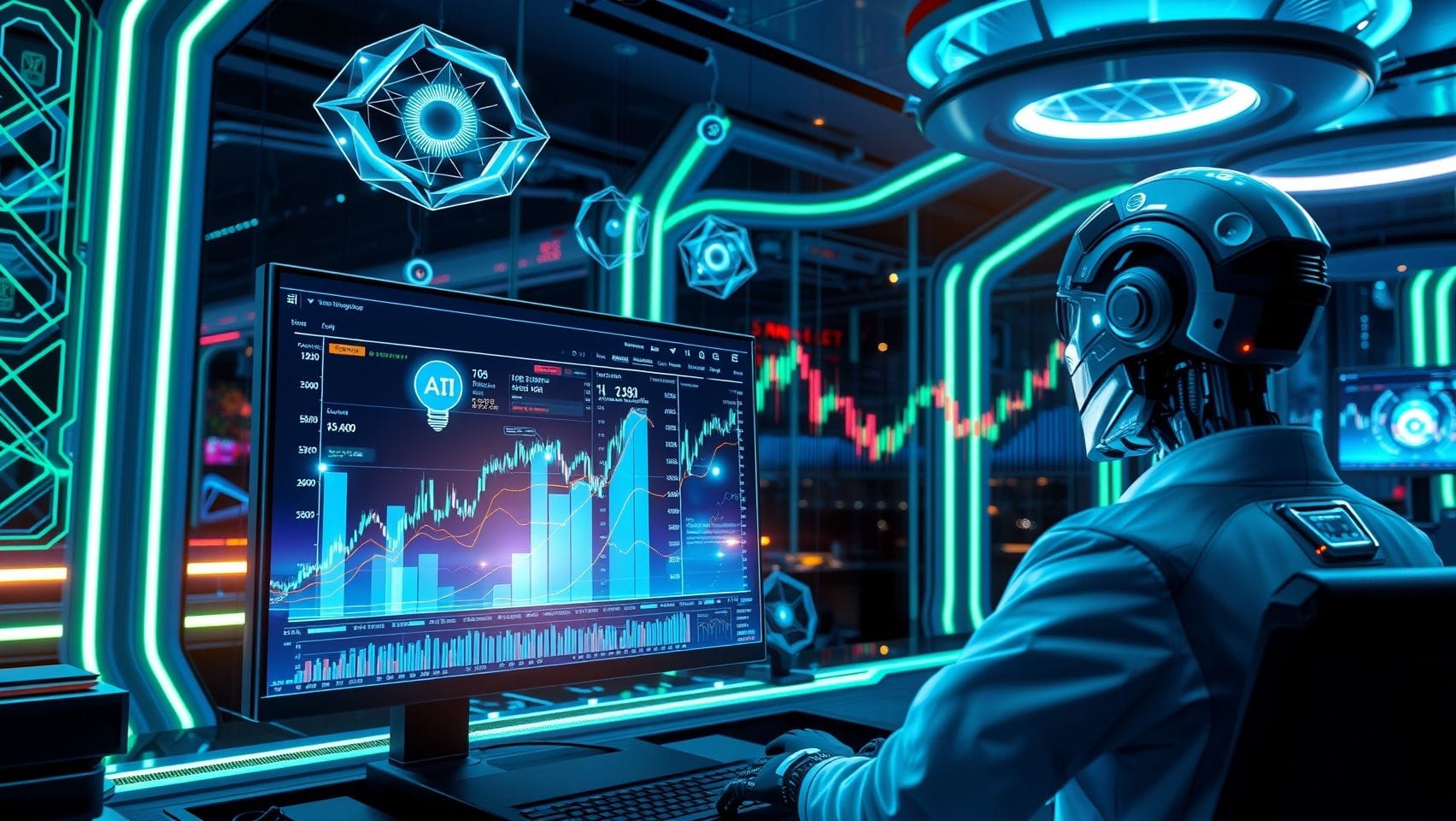 인공지능이 주식 그래프를 분석하는 모습