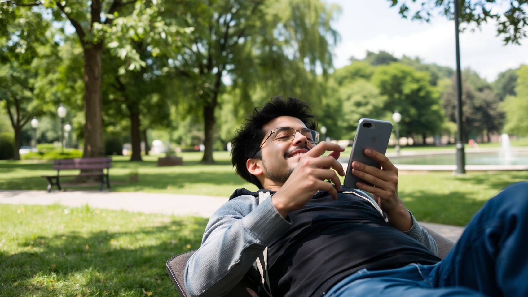 스마트폰을 내려놓고 휴식을 취하는 사람의 모습