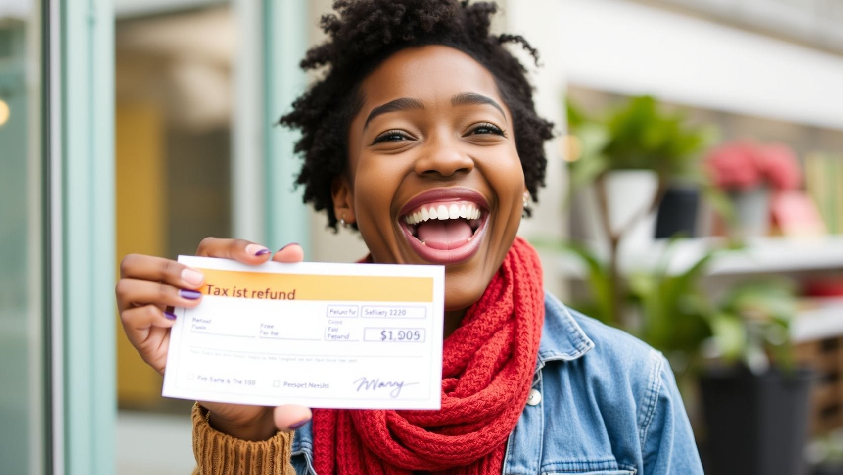세금 환급을 받는 사람의 즐거운 모습