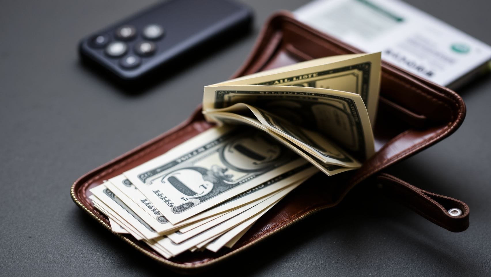 돈이 담긴 지갑 이미지
