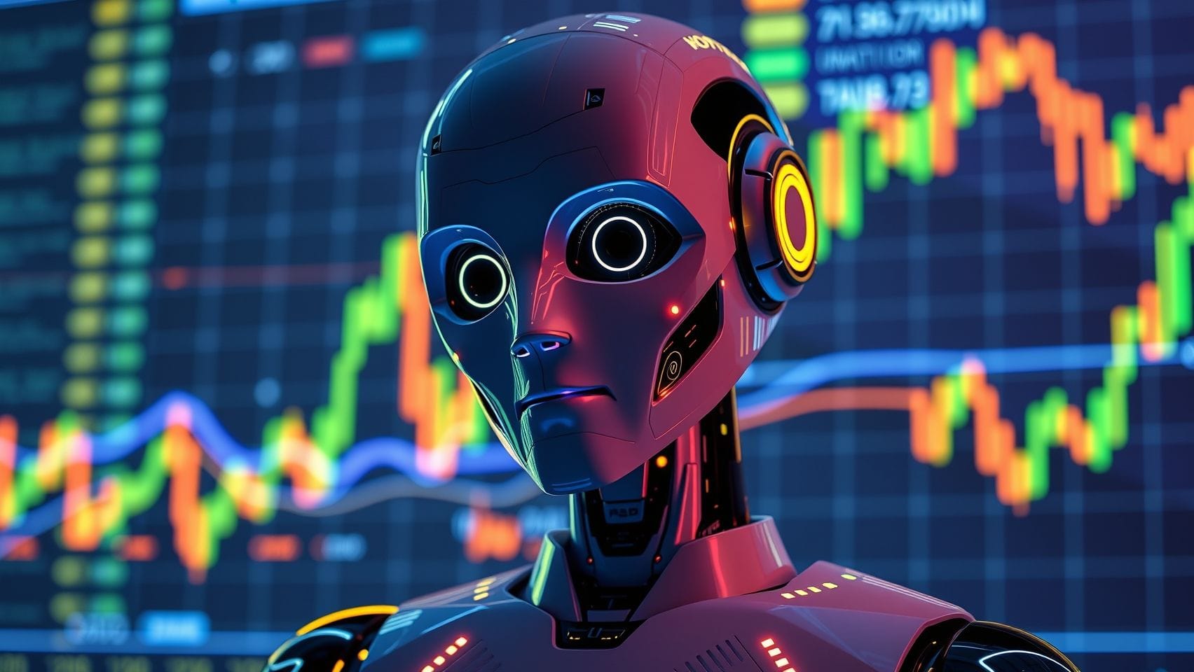 AI가 주식 그래프를 분석하는 모습