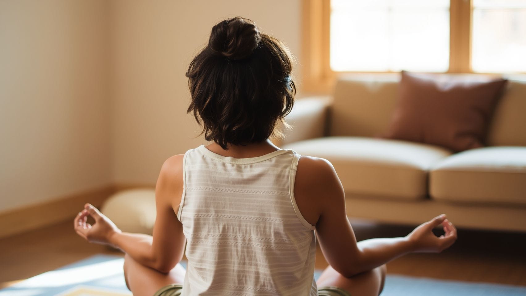 편안한 자세로 명상하는 사람의 뒷모습