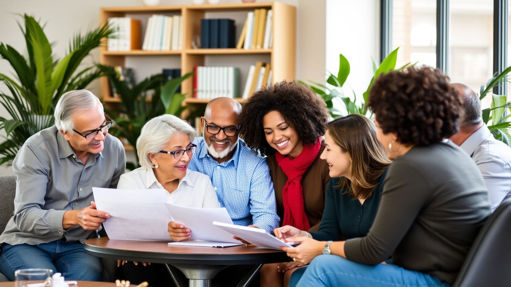 연금 포트폴리오를 설계하는 다양한 연령대의 사람들