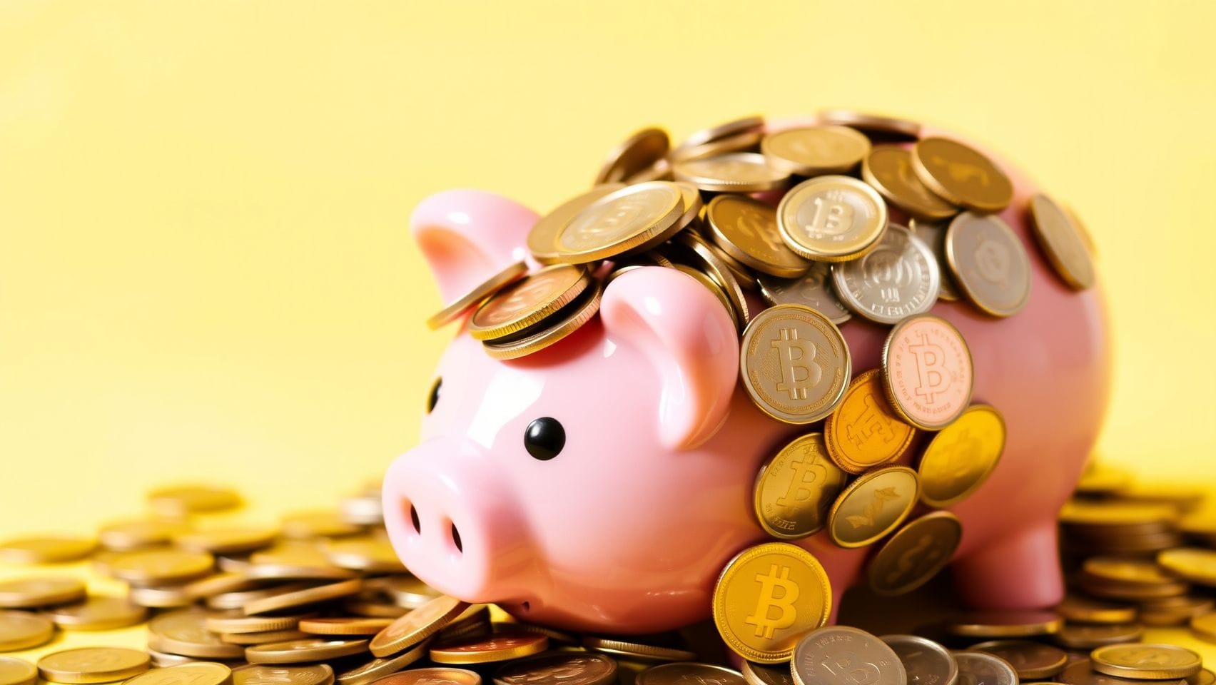 돼지 저금통에 동전이 가득 찬 이미지