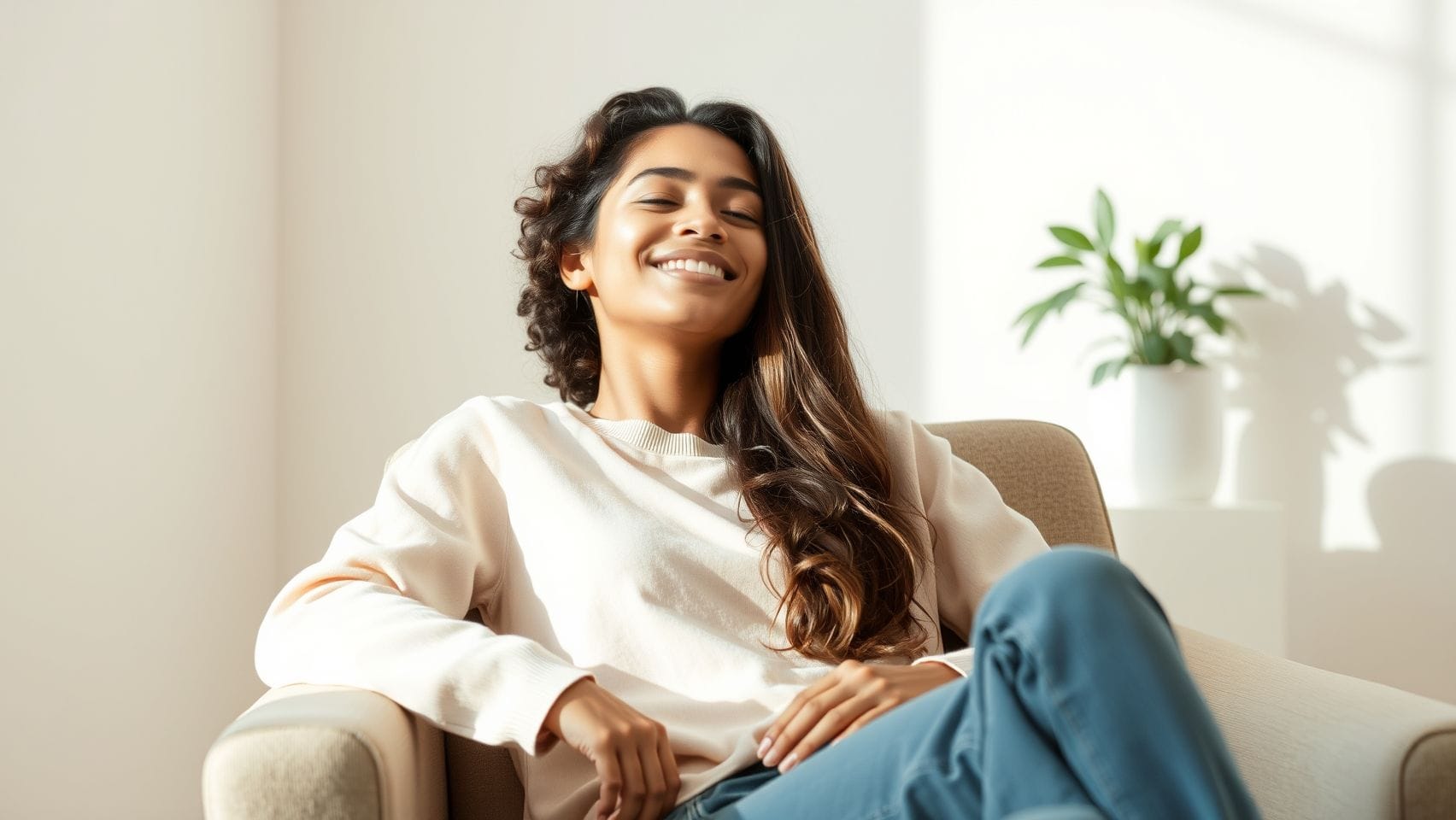 편안한 의자에 앉아 휴식을 취하는 MZ세대의 모습