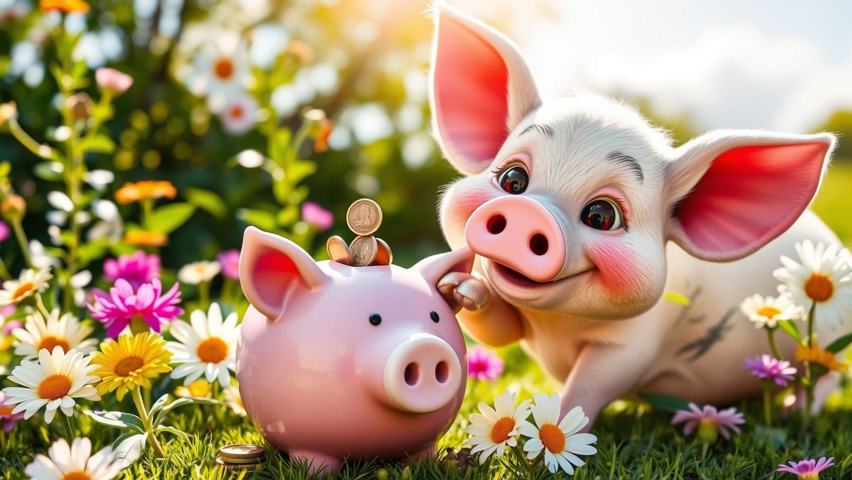 돈을 불리는 행복한 돼지