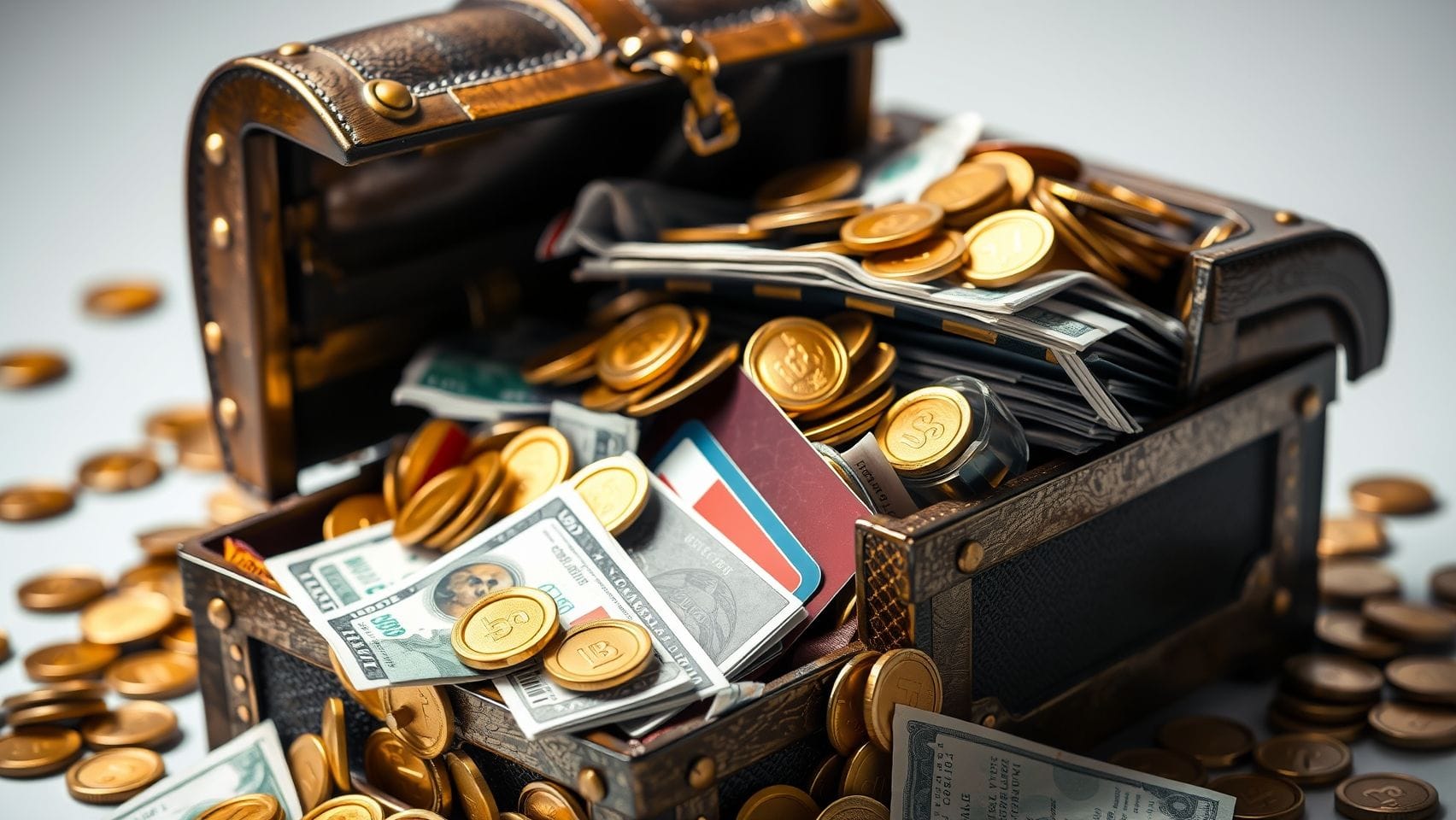 지갑에서 보물이 쏟아지는 이미지