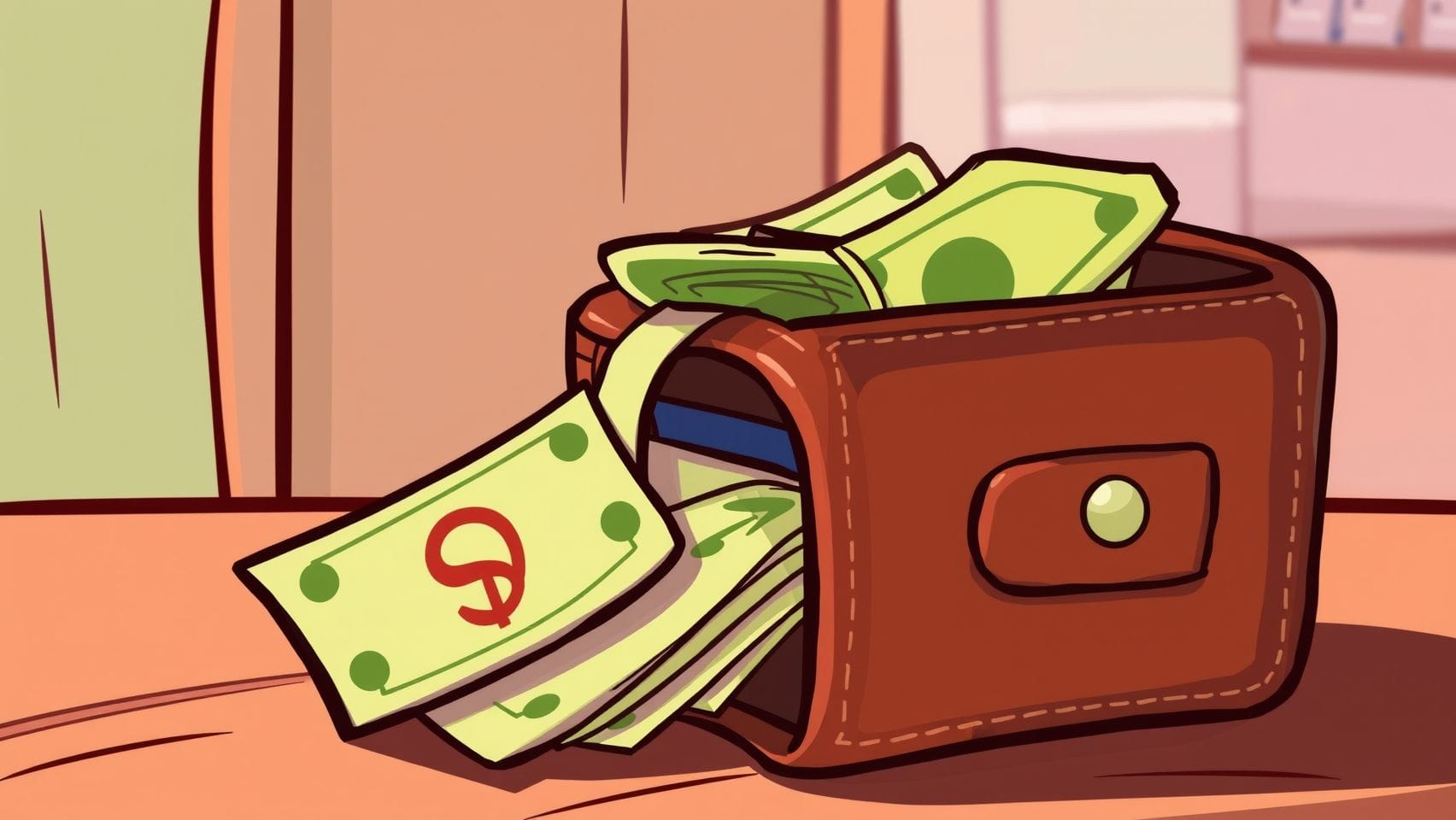 지갑에서 돈이 쏟아지는 이미지