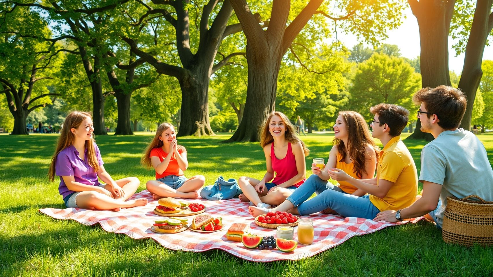 공원에서 피크닉을 즐기는 MZ세대의 모습