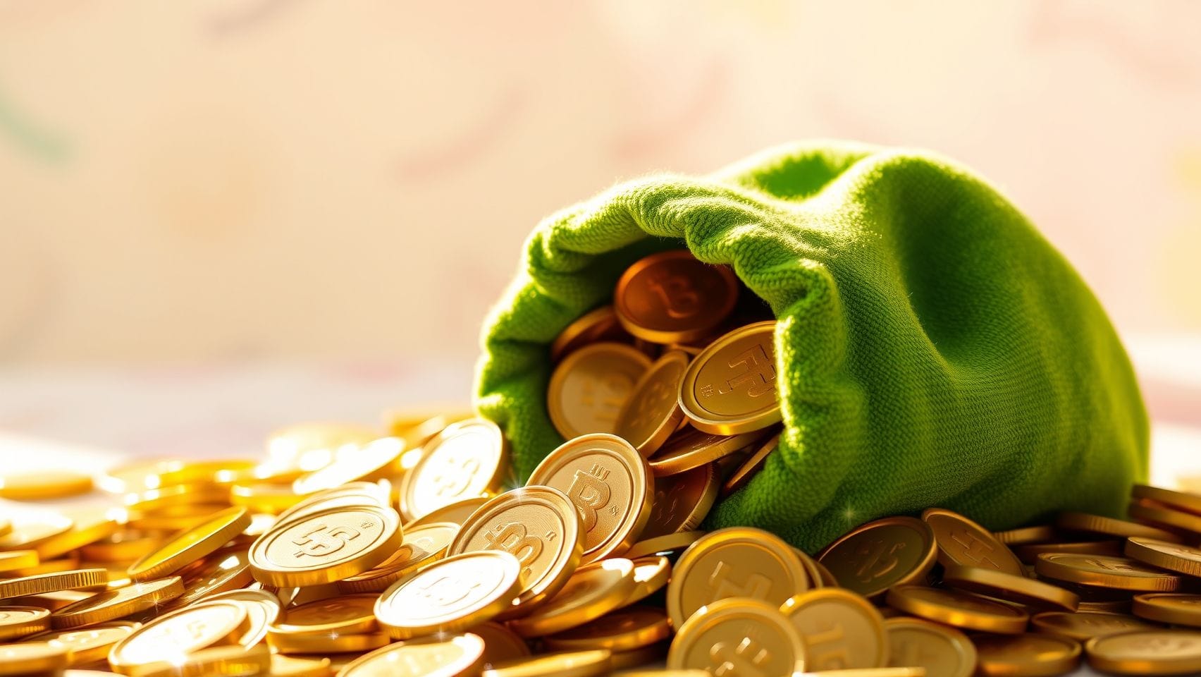 동전이 가득 담긴 자루 이미지
