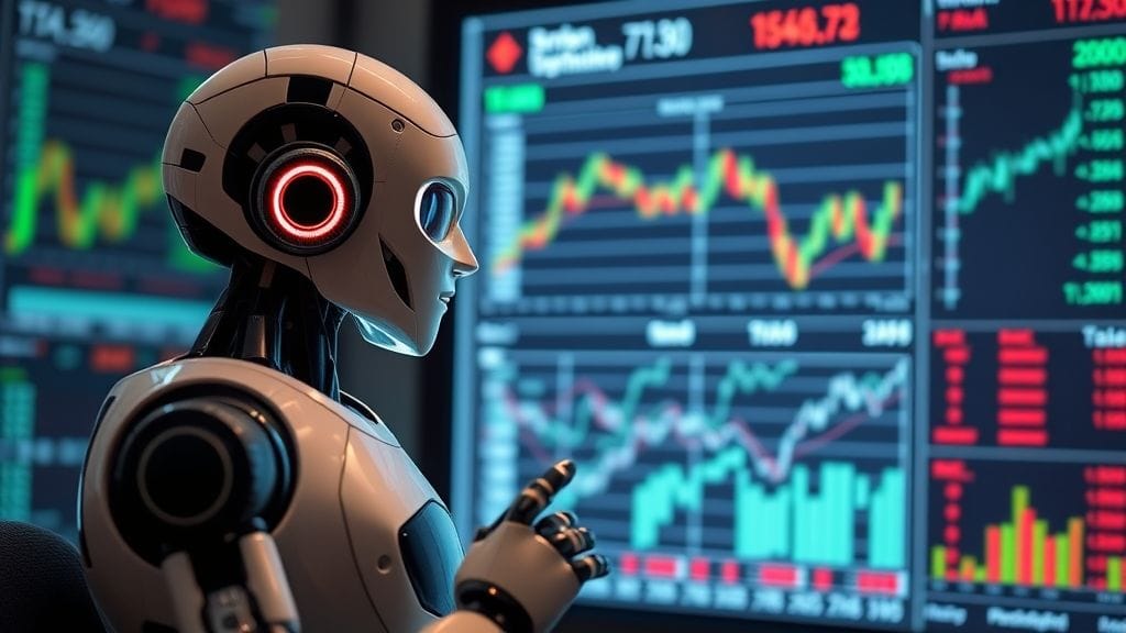 인공지능이 주식 그래프를 분석하는 모습