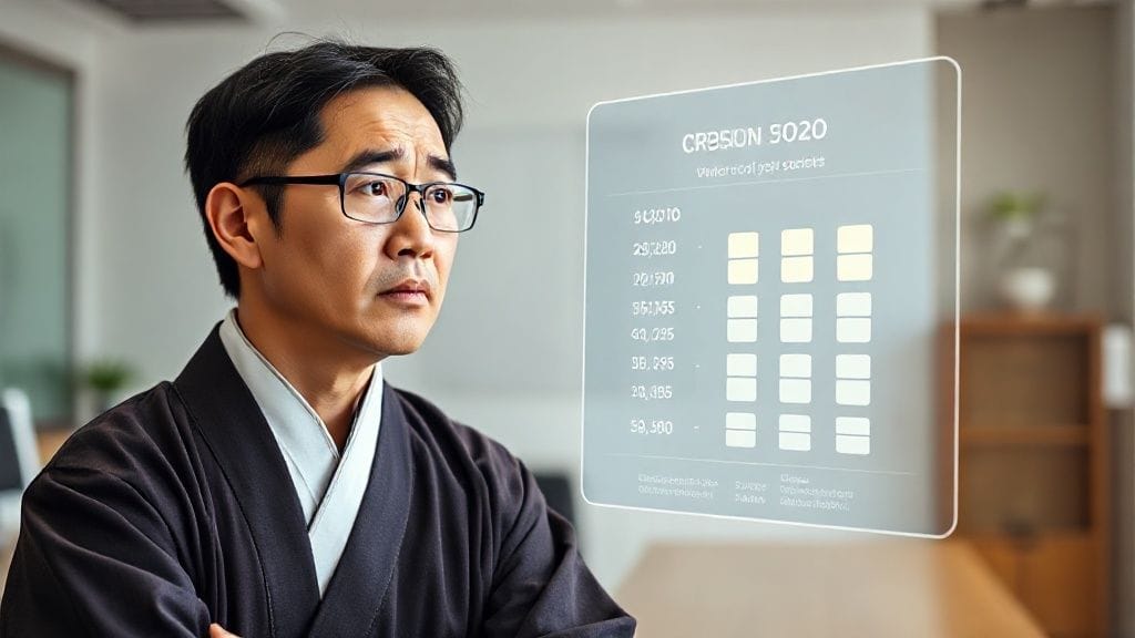 신용 점수를 올리고 싶어하는 노비가 신용 등급 그래프를 바라보며 고민하는 모습.