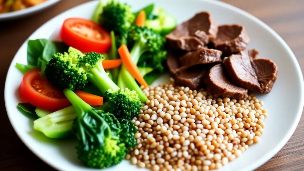 신선한 채소와 곡물이 가득한 건강한 식단 이미지