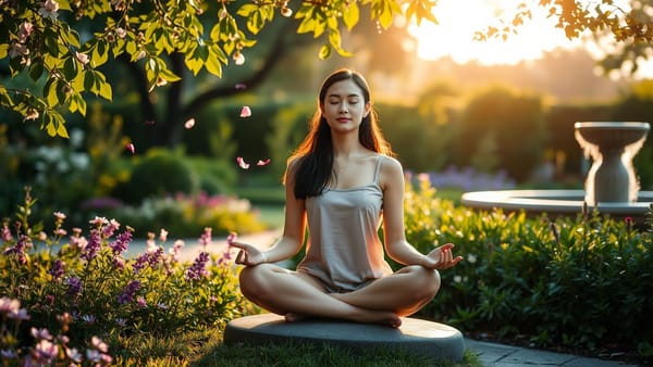 편안하게 명상하는 여성의 모습