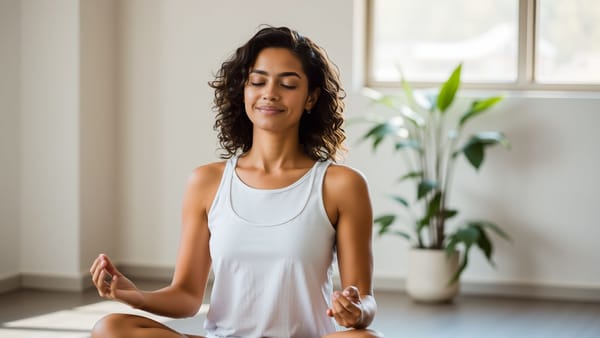 편안하게 명상하는 여성의 모습