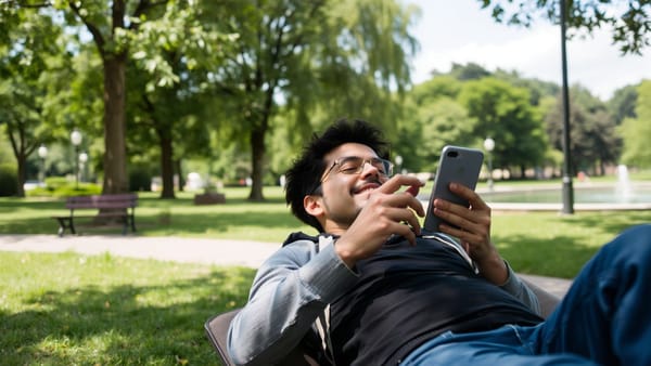 스마트폰을 내려놓고 휴식을 취하는 사람의 모습