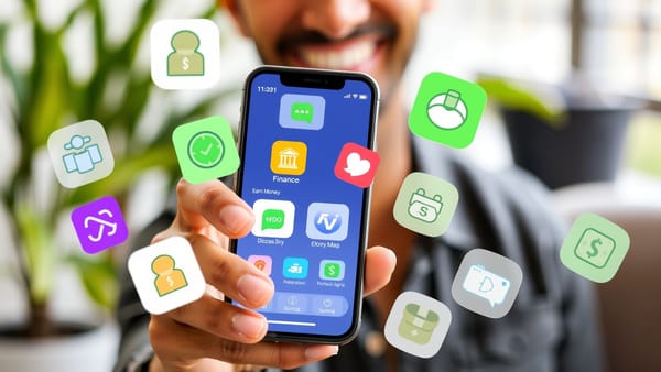 스마트폰으로 앱테크 하는 모습