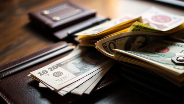 지폐가 가득 담긴 지갑 이미지