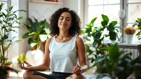 편안하게 명상하는 여자의 이미지