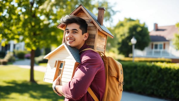 집을 들고 있는 20대 남성의 뒷모습