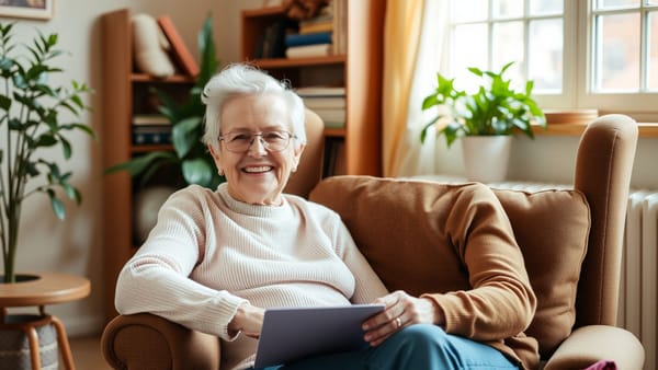 편안한 의자에 앉아 미래를 계획하는 노인의 모습