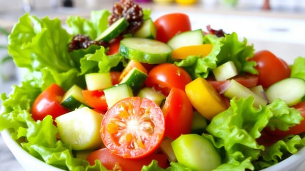 신선한 채소가 가득 담긴 샐러드