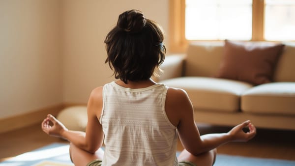 편안한 자세로 명상하는 사람의 뒷모습