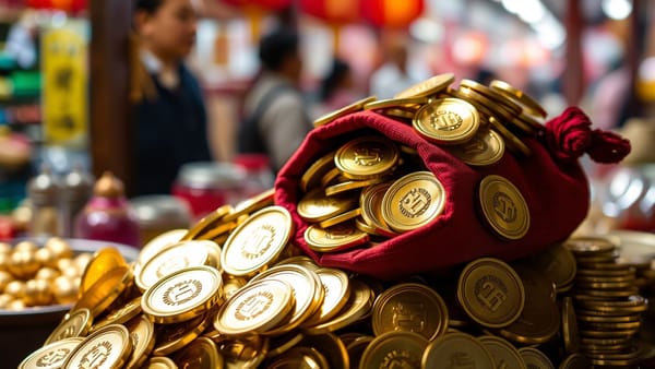 동전이 가득 담긴 쌈짓돈 이미지