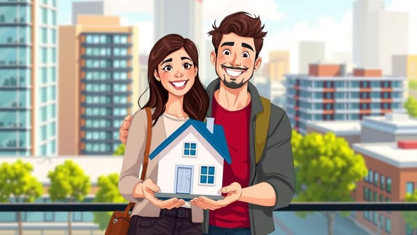 두 손으로 집을 들고 있는 20대 남녀