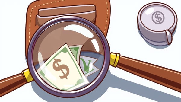 지갑 속 숨은 돈을 찾는 돋보기 이미지