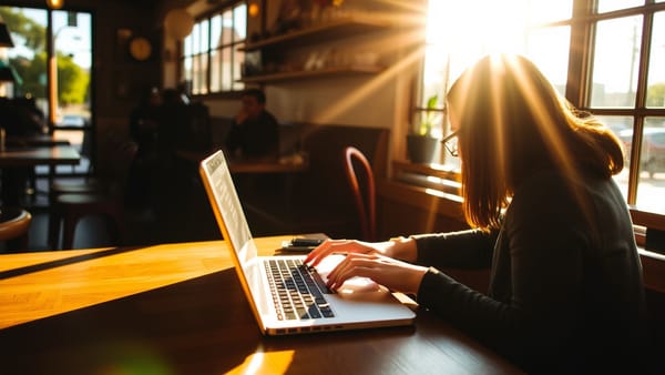 노트북으로 작업하는 디지털 노마드