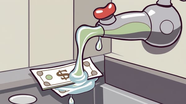 수도꼭지에서 돈이 새는 이미지