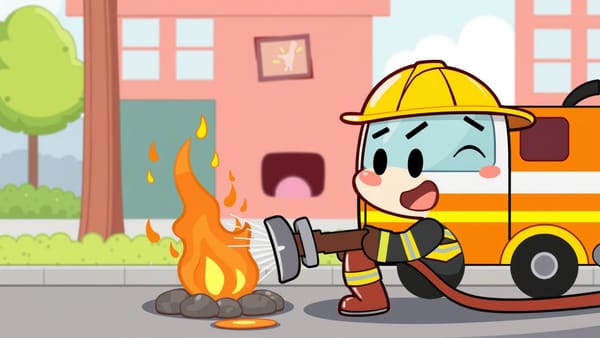 불타는 감정을 끄는 소방관