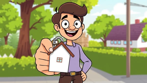 집 열쇠를 들고 기뻐하는 모습