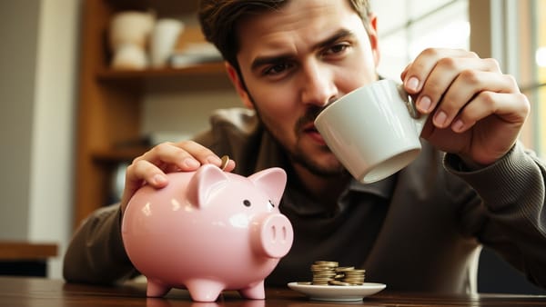 커피를 마시면서 돈을 모으는 모습