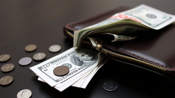 지갑에서 돈이 쏟아지는 이미지