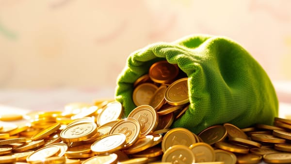 동전이 가득 담긴 자루 이미지