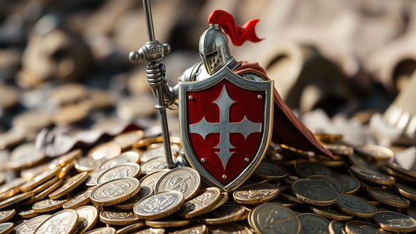 돈을 지키는 기사의 이미지