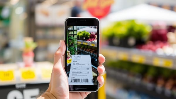 스마트폰으로 영수증을 찍는 모습