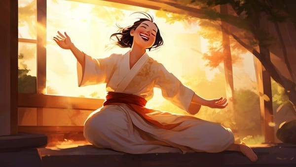 상쾌한 아침 햇살을 받으며 스트레칭하는 노비의 모습